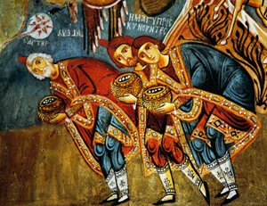 Aanbidding van de Wijzen (12e eeuw), Karanlik Kilise (Donkere Kerk) (12e-13e eeuw), Goreme (Unesco Werelderfgoedlijst) door Byzantine