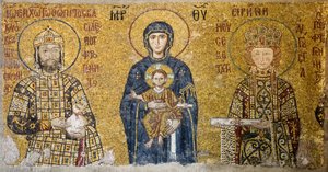 Comnenus-mozaïek die Madonna en Kind afbeeldt, Hagia Sophia, Turkije