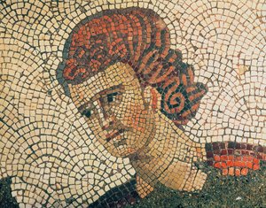 Hoofd van een Romeinse soldaat, vloer van het Grand Imperial Palace, Constantinopel, 5e-6e eeuw door Byzantine