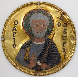 Medaillon met Sint-Petrus van een iconenlijst, c.1100 (goud, zilver en cloisonné-email)