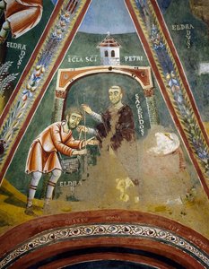 Heilige Eldrad vertrekt naar Santiago de Compostela (detail) door Byzantine