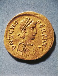 Numismatiek, Oud Rome, Munt die Zeno, Keizer van het Byzantijnse Rijk, voorstelt
