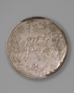 Bord met de Slag tussen David en Goliath, 629-30 door Byzantine Byzantine