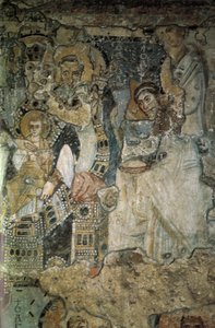 De annunciatie fresco in Santa Maria Antiqua, 565-578 door Byzantine Byzantine