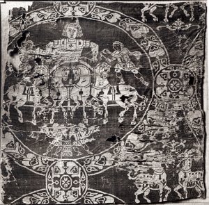 Strijder, uit de schat van Aken (zijde textiel) door Byzantine School
