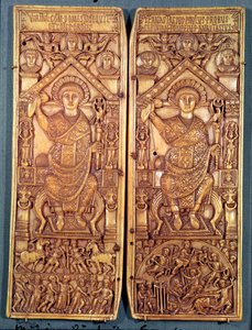 Consulaire diptych van Anastasius (491-518) gesneden in Constantinopel, Theodosiaanse stijl, 517 AD