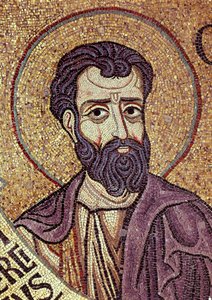 De profeet Hosea (8e eeuw v.Chr.). Werk van een Byzantijnse meester, mozaïek, detail van de decoratie van de basiliek van San Marco in Venetië (Italië)