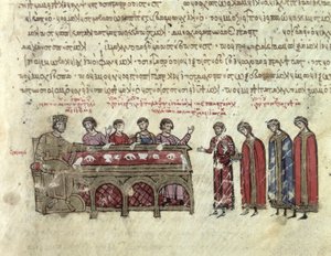 Voorspellingen over keizer Michael II (820-829) uit Hoofdstuk III van de Madrid Skylitzes door Byzantine School
