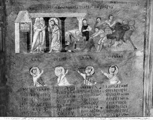 Ms EAB 664 Jezus die de kooplieden uit de tempel verdrijft, uit de Codex Purpureus