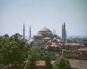 Zicht op Haghia Sophia, gebouwd in AD 537 door Byzantine School