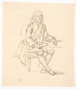 Zittende heer met pruik en ordelint door C.A. Lorentzen