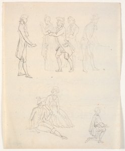 Drie figuurschetsen. Theaterscènes? door C.A. Lorentzen