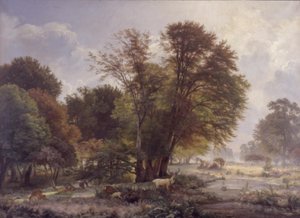 Herfstochtend in Jægersborg Dyrehave door C.F. Aagaard