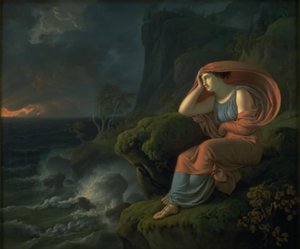 Alcyone wacht tevergeefs op haar man. Episode uit Ovidius: Metamorfosen door C.G. Kratzenstein Stub