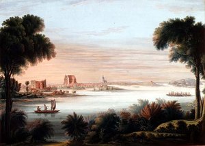 Een uitzicht op Schwerin, avond door C.H. Nipperdey