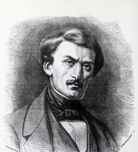 Portret van Paul-Emile Botta (1802-1870), Italiaans-Franse archeoloog, gravure Frankrijk door J.B. and Brown J. Rowbotham
