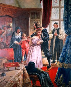 Charles I - (1600-49) De martelaarskoning neemt afscheid van zijn kinderen (gouache op papier) door C.L. Doughty