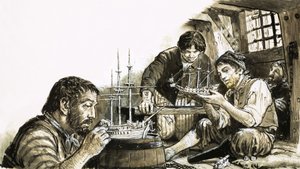 Franse krijgsgevangenen uit de Napoleontische oorlogen maken modelschepen door C.L. Doughty
