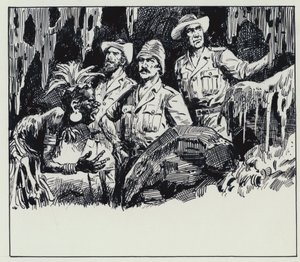 Illustratie voor King Solomons Mines (gouache op papier) door C.L. Doughty