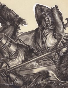 Robert Bruce op het punt Sir Henry de Bohun () te doden (gouache op papier)