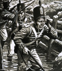 Soldaten in de overstroomde Britse linies bij Vlissingen door C.L. Doughty