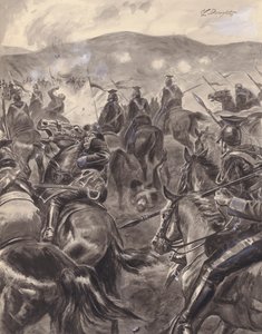 De charge van de lichte brigade (gouache op papier)
