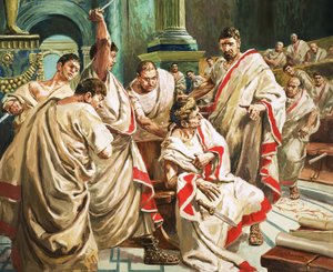 De dood van Julius Caesar (gouache op papier)