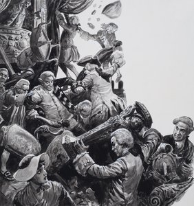 The Hoax bij het Nieuwe Theater, Haymarket (gouache op papier) door C.L. Doughty