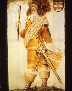 Detail van raam in St. Chads Church, Farndon, Cheshire, 20e eeuw door CM Dixon
