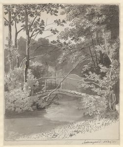 Brug in de tuin van Sanderumgaard door Christoffer Wilhelm Eckersberg
