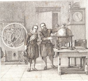 Christian IV bezoekt Tycho Brahe in Uranienborg door Christoffer Wilhelm Eckersberg