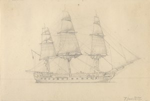 Een fregat door Christoffer Wilhelm Eckersberg