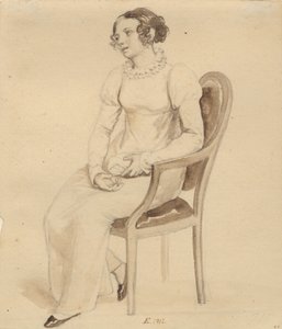 Een dame die in een leunstoel zit, naar het raam gekeerd door Christoffer Wilhelm Eckersberg