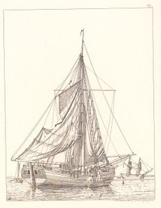 Een Deense Jacht die de Zeilen Droogt bij Stil Weer door Christoffer Wilhelm Eckersberg