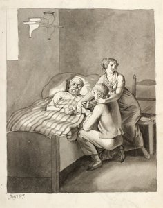 Een stervende vader verenigt een jong paar door Christoffer Wilhelm Eckersberg