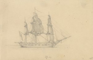 Een korvet door Christoffer Wilhelm Eckersberg