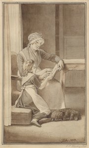 Een moeder leert haar kleine meisje lezen door Christoffer Wilhelm Eckersberg