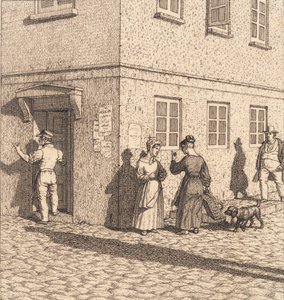 Een straathoek. Illustratie voor "Linearperspectiven", Plaat VII