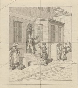 Lineair perspectief toegepast op schilderkunst - Tafel VII, 2 - Ruzie op de trap. door Christoffer Wilhelm Eckersberg