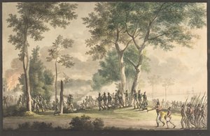 De aanval van de Livjagers in Classens tuin 31 augustus 1807 door Christoffer Wilhelm Eckersberg