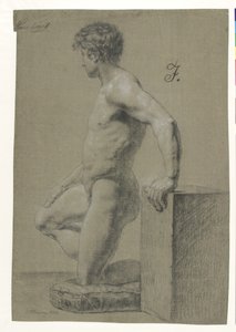 Mannelijk knielend model, profiel naar links door Christoffer Wilhelm Eckersberg
