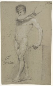 Mannelijk staand model, profiel naar links door Christoffer Wilhelm Eckersberg