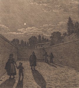 Maanlicht over een weg. Illustratie voor "Linearperspectiven", Plaat IV