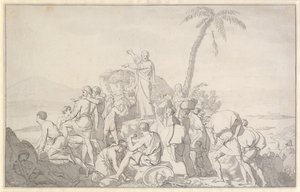 Mozes scheidt de wateren en het leger van de farao wordt verzwolgen door Christoffer Wilhelm Eckersberg