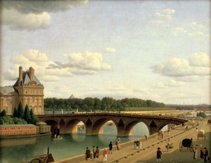 Parijs, uitzicht op de Pont Royal, Quai Voltaire door Christoffer Wilhelm Eckersberg
