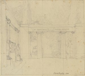 Partij uit de tuin van Villa Borghese met Porta Ægiziana, Rome door Christoffer Wilhelm Eckersberg