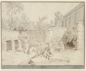 Parti ved den romerske vandleiding i Arcueil, Parijs door Christoffer Wilhelm Eckersberg
