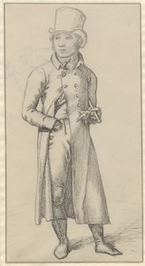 Portret van een staande man met een stok onder zijn linkerarm door Christoffer Wilhelm Eckersberg