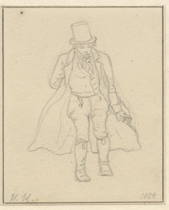 Portretschilder Hans Hansen, hele figuur door Christoffer Wilhelm Eckersberg