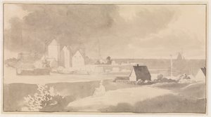 Gezicht op Korsør door Christoffer Wilhelm Eckersberg